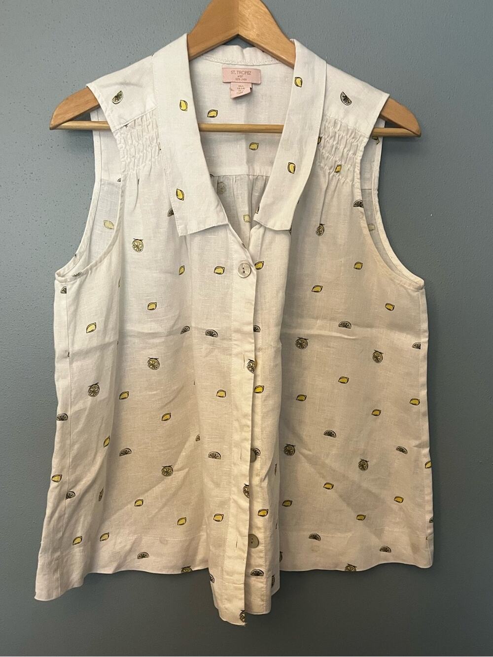 St. Tropez Lemon Printed Linen Blouse